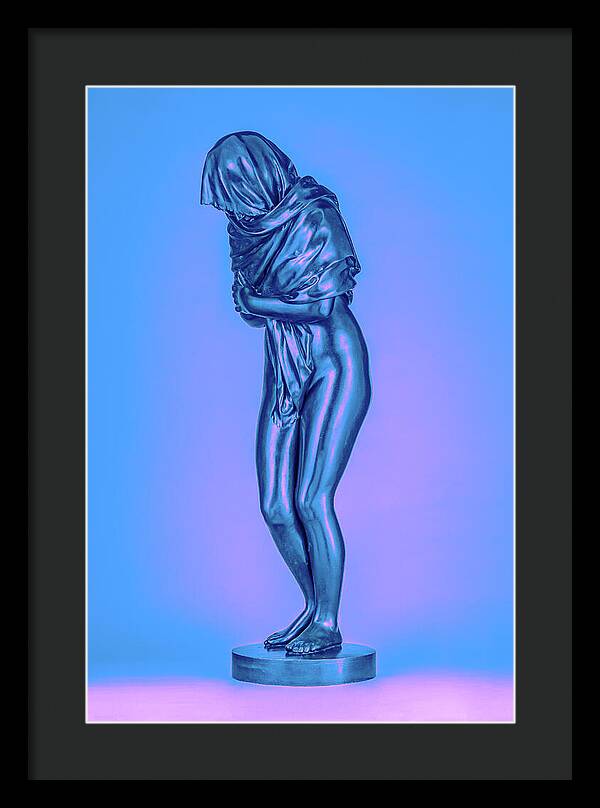 Blue Overlay on a Statue - Framed Print