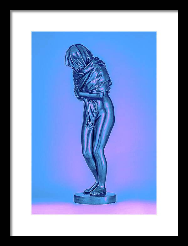 Blue Overlay on a Statue - Framed Print