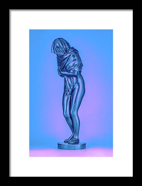 Blue Overlay on a Statue - Framed Print