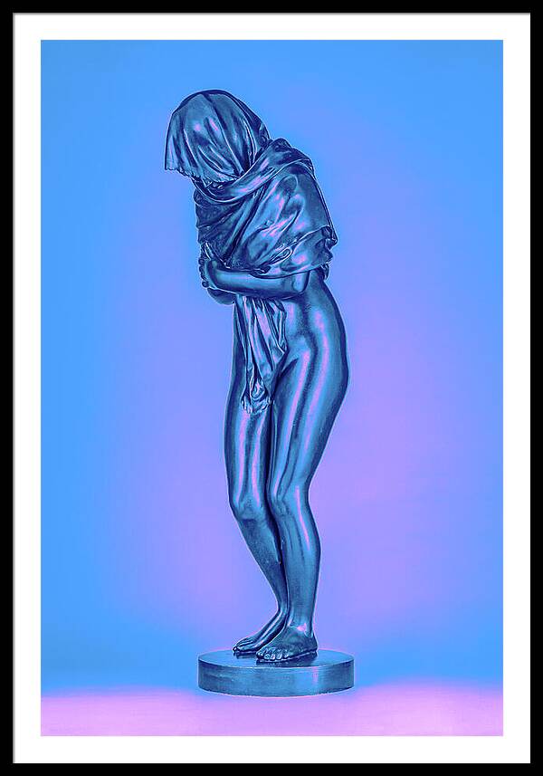 Blue Overlay on a Statue - Framed Print