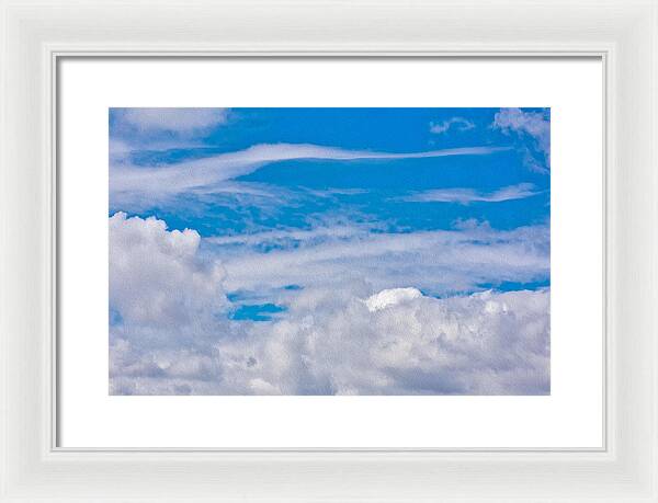 Blue Sky and Fluffy Clouds - Framed Print