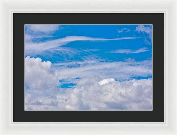 Blue Sky and Fluffy Clouds - Framed Print