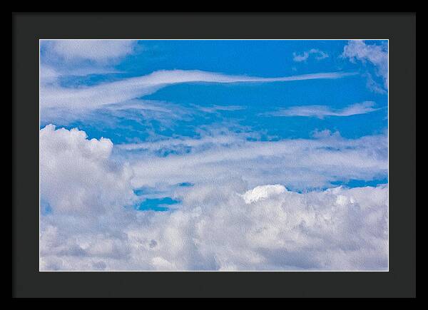 Blue Sky and Fluffy Clouds - Framed Print
