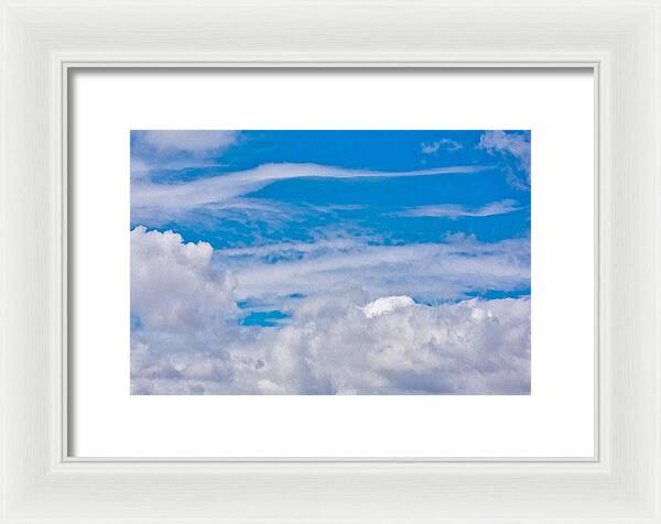 Blue Sky and Fluffy Clouds - Framed Print