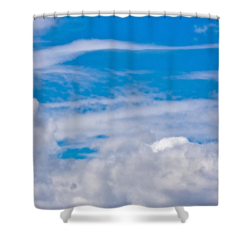Blue Sky and Fluffy Clouds - Shower Curtain