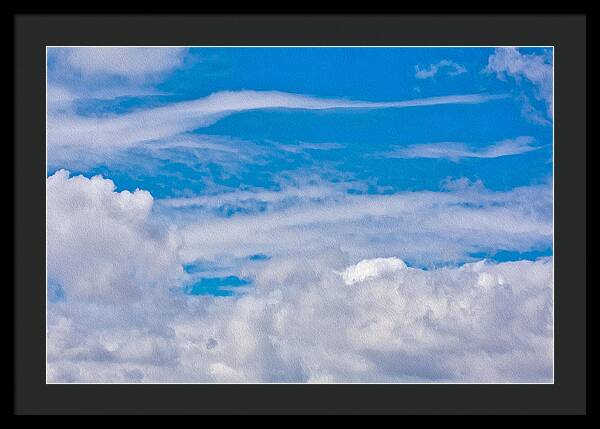 Blue Sky and Fluffy Clouds - Framed Print