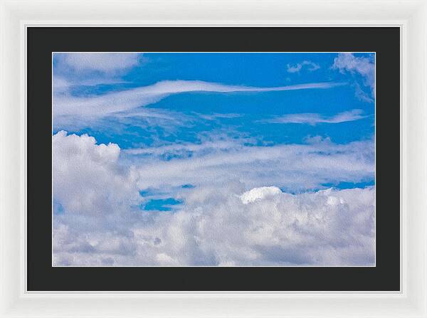 Blue Sky and Fluffy Clouds - Framed Print