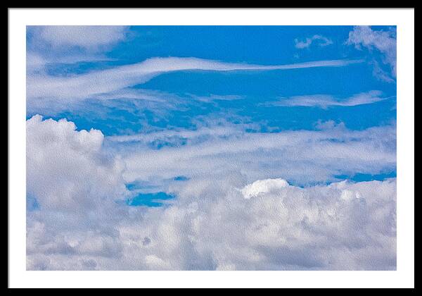 Blue Sky and Fluffy Clouds - Framed Print
