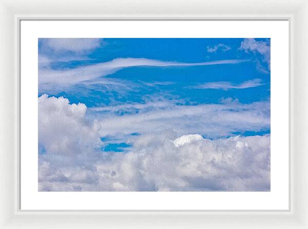 Blue Sky and Fluffy Clouds - Framed Print