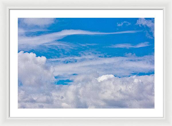 Blue Sky and Fluffy Clouds - Framed Print