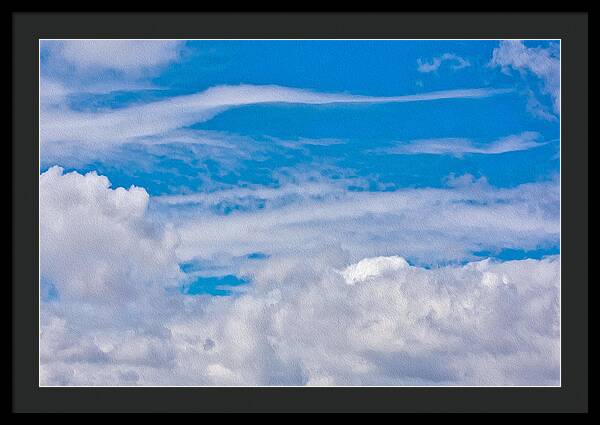 Blue Sky and Fluffy Clouds - Framed Print