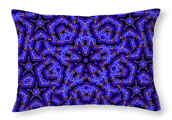 Blue Stars all Over Kaleidoscope Abstract Art - Throw Pillow