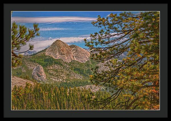 Blurry Trees and Focused Mountains Landscape - Framed Print
