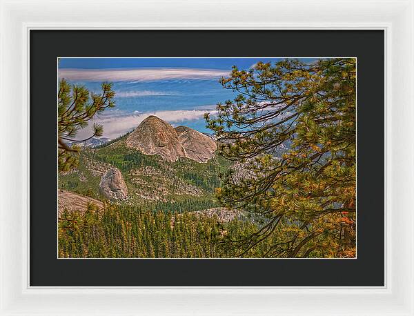 Blurry Trees and Focused Mountains Landscape - Framed Print