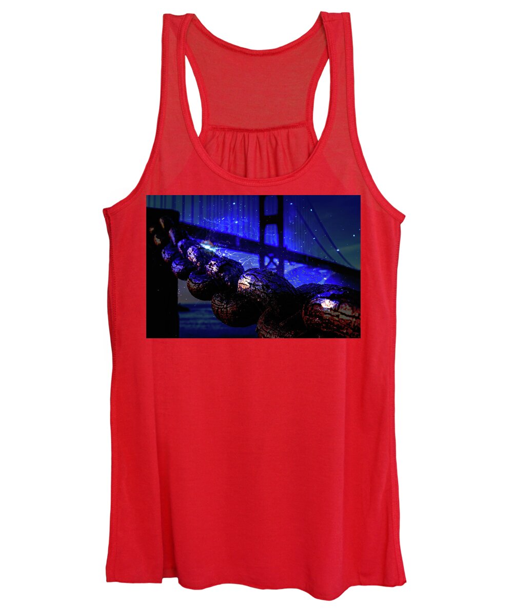 Chain in San Francisco and Golden Gate Bridge Night Art - Women's Tank Top