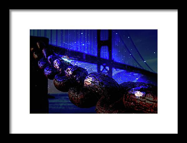 Chain in San Francisco and Golden Gate Bridge Night Art - Framed Print
