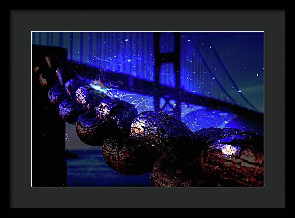 Chain in San Francisco and Golden Gate Bridge Night Art - Framed Print