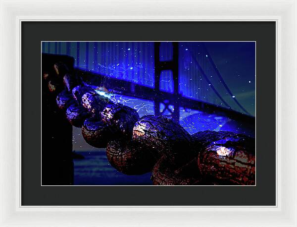 Chain in San Francisco and Golden Gate Bridge Night Art - Framed Print