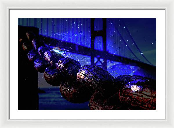 Chain in San Francisco and Golden Gate Bridge Night Art - Framed Print