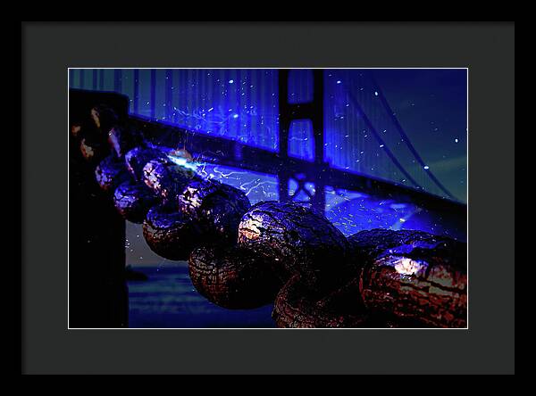 Chain in San Francisco and Golden Gate Bridge Night Art - Framed Print