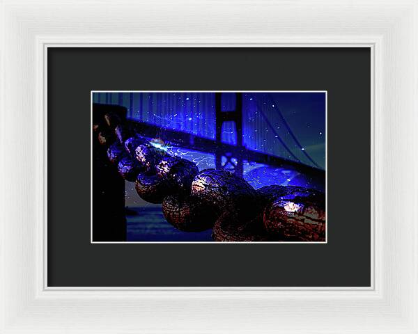 Chain in San Francisco and Golden Gate Bridge Night Art - Framed Print