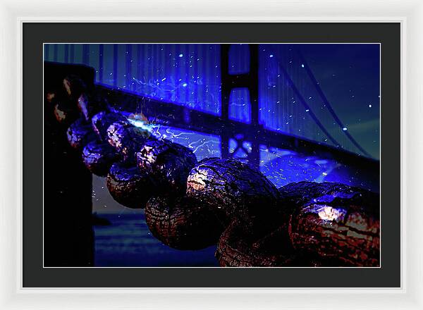 Chain in San Francisco and Golden Gate Bridge Night Art - Framed Print