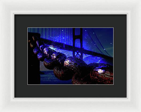 Chain in San Francisco and Golden Gate Bridge Night Art - Framed Print