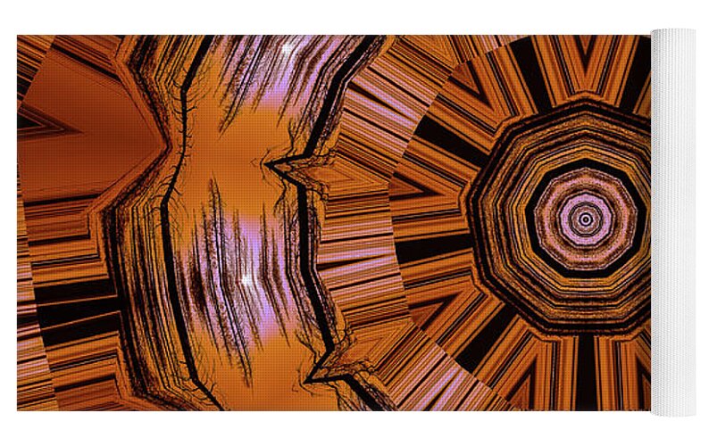 Circling Brown and Orange Abstract Kaleidoscope - Yoga Mat