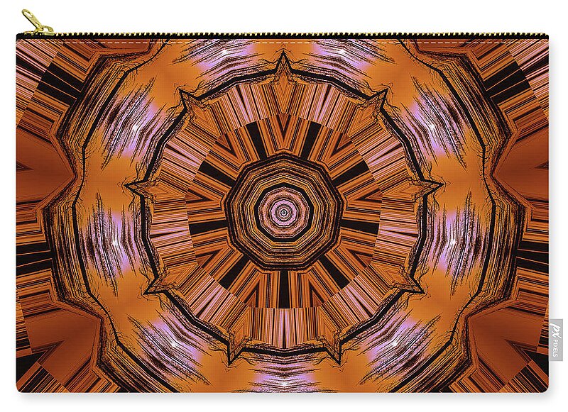 Circling Brown and Orange Abstract Kaleidoscope - Zip Pouch