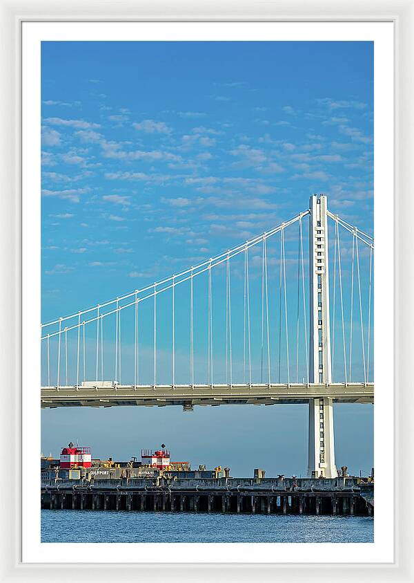Close up of San Francisco Oakland Bay Bridge - Framed Print