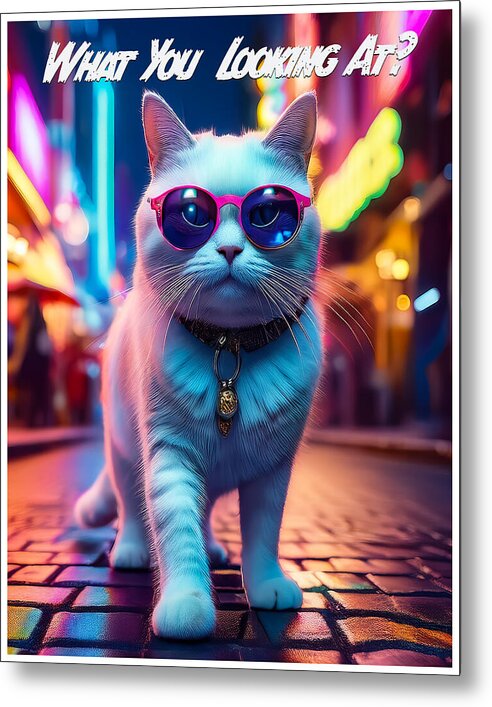 Cool Cat in Sunglasses - Metal Print