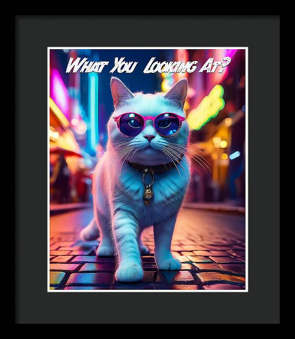 Cool Cat in Sunglasses - Framed Print