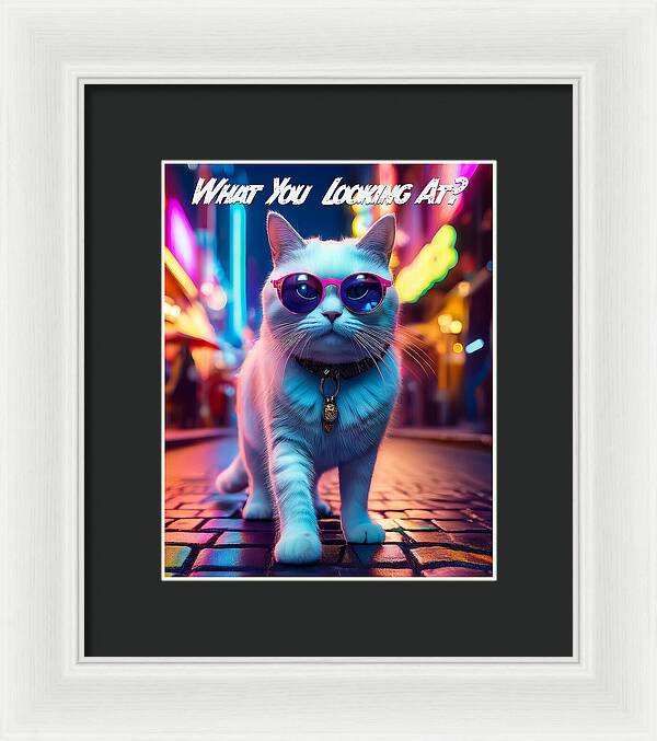 Cool Cat in Sunglasses - Framed Print