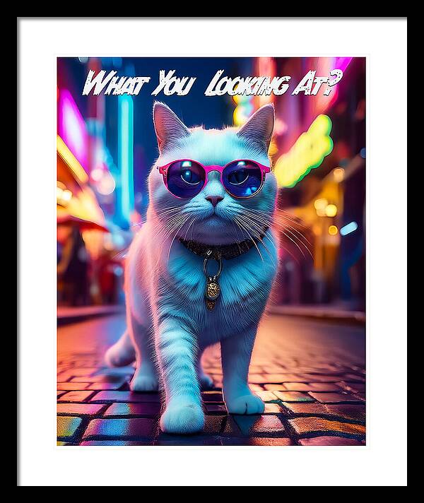 Cool Cat in Sunglasses - Framed Print