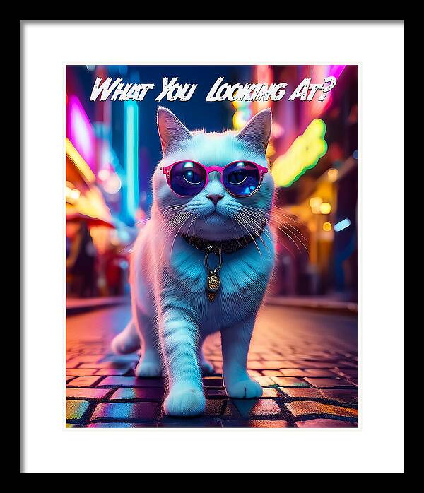 Cool Cat in Sunglasses - Framed Print