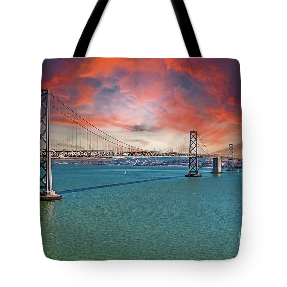 Oakland Bay Bridge Creative Clouds Over The Pacific Ocean in San Francisco - Tote Bag