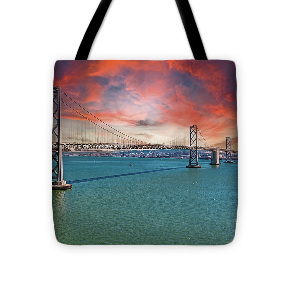 Oakland Bay Bridge Creative Clouds Over The Pacific Ocean in San Francisco - Tote Bag