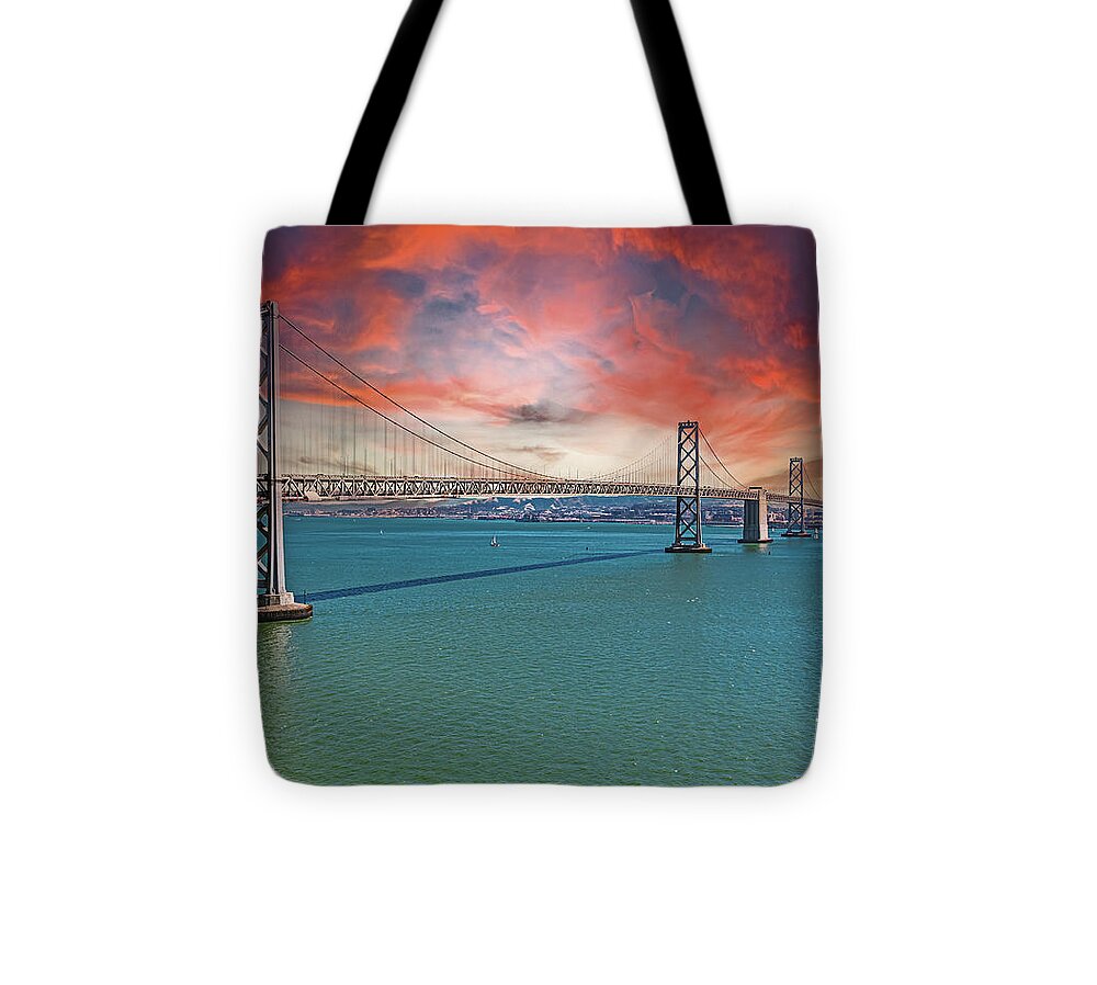 Oakland Bay Bridge Creative Clouds Over The Pacific Ocean in San Francisco - Tote Bag