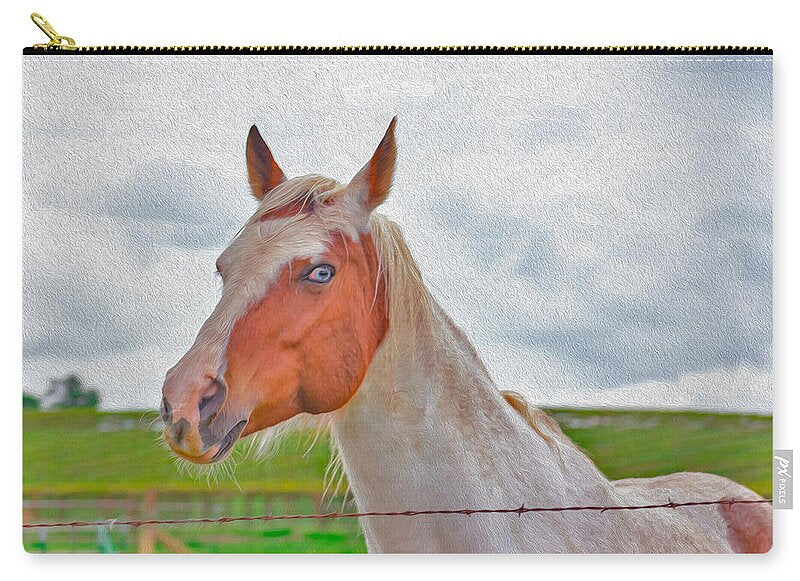 Cute Horse Mixed Media Art - Zip Pouch