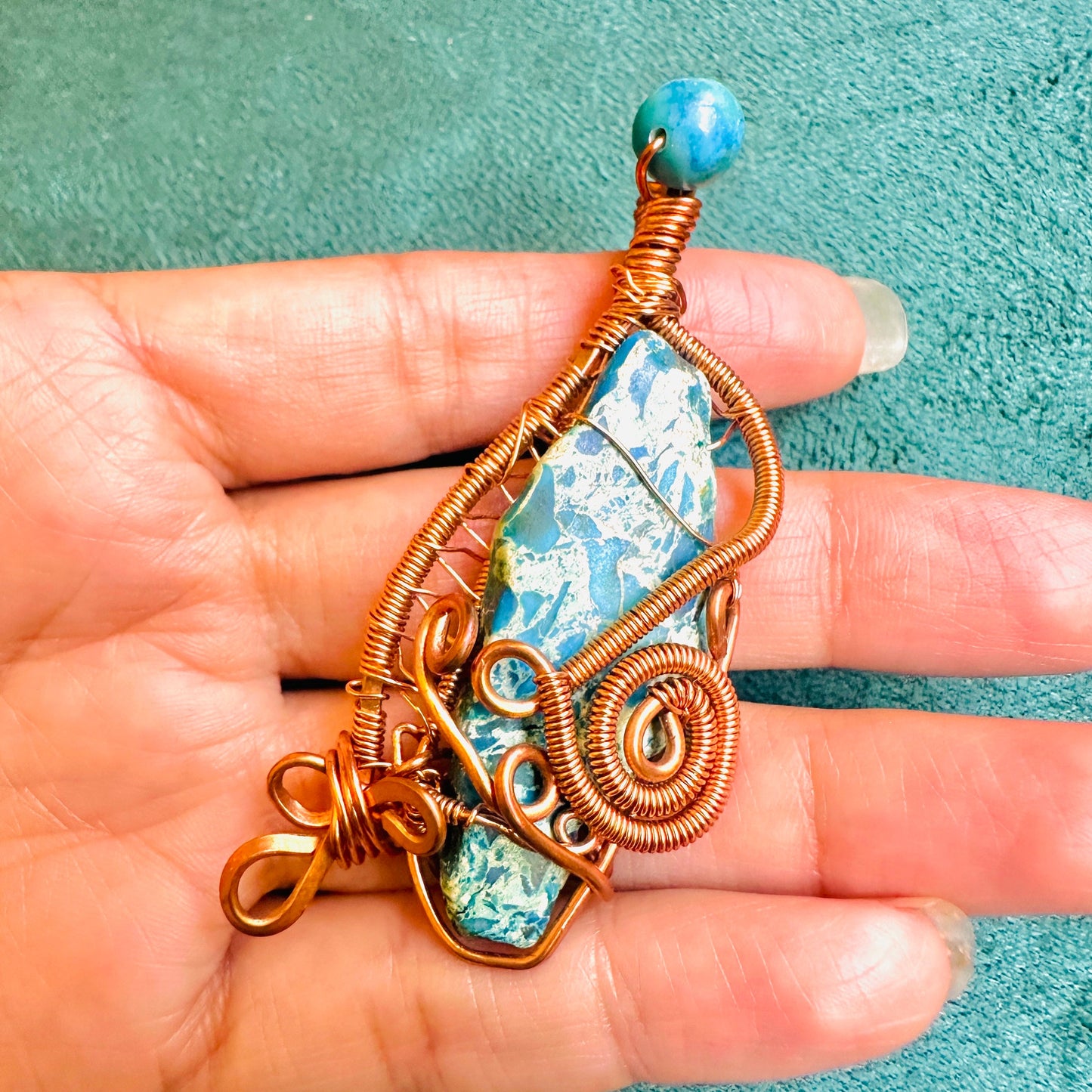 Sea Sediment Jasper Copper wrapped Pendant