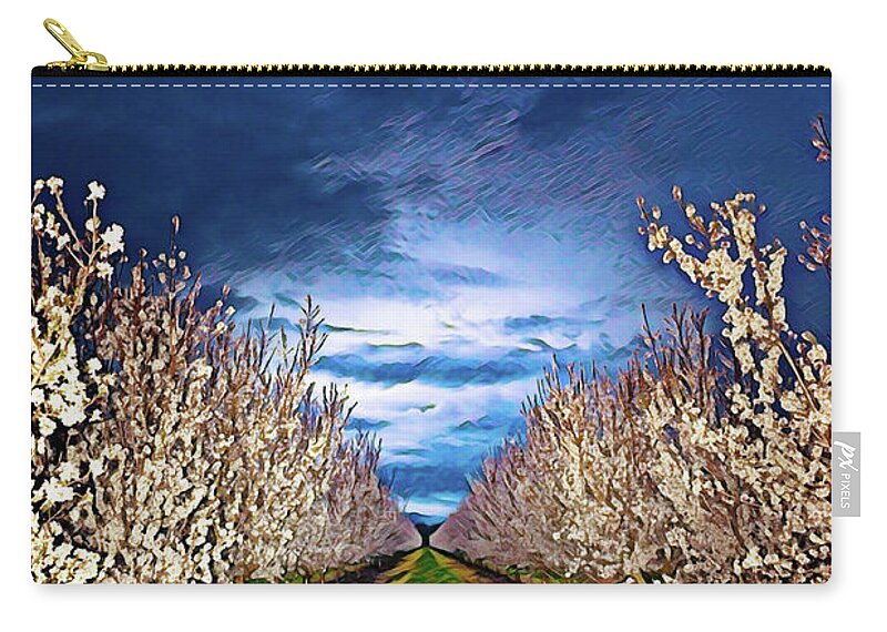 Dark and Cloudy Night Almond Blooms - Zip Pouch