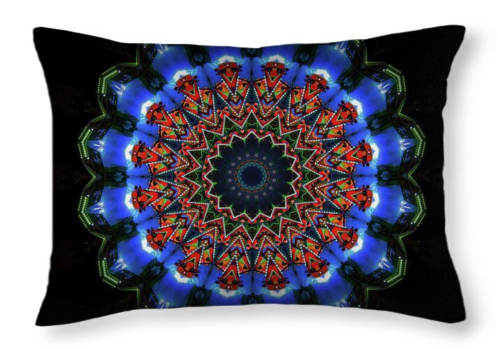 Darkness and Blue Light Mandala - Throw Pillow