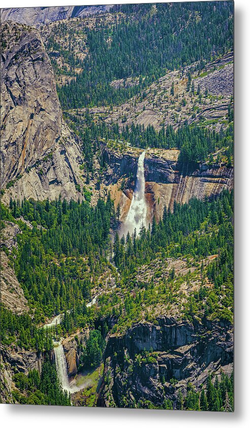 Double Waterfall in Glacier Point - Metal Print