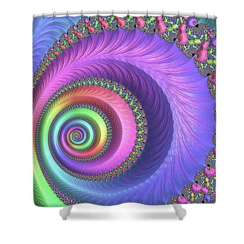 Easter Pastels Digital Fractals - Shower Curtain