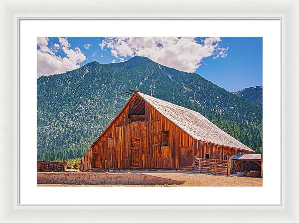 Farm Landscape and Mountain Background - Framed Print