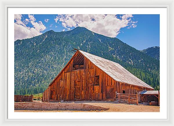 Farm Landscape and Mountain Background - Framed Print