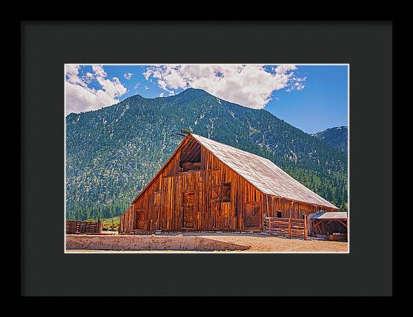 Farm Landscape and Mountain Background - Framed Print