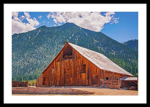 Farm Landscape and Mountain Background - Framed Print