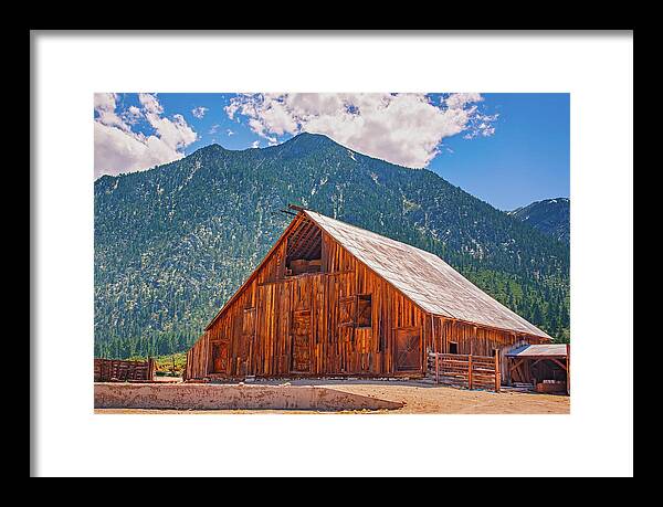 Farm Landscape and Mountain Background - Framed Print