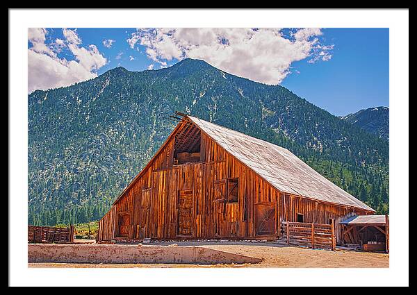Farm Landscape and Mountain Background - Framed Print